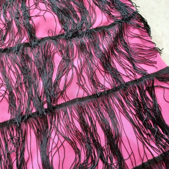 Dream Weaver Pink & Black Fringe Flapper Dress 1X - Picture 5 of 9